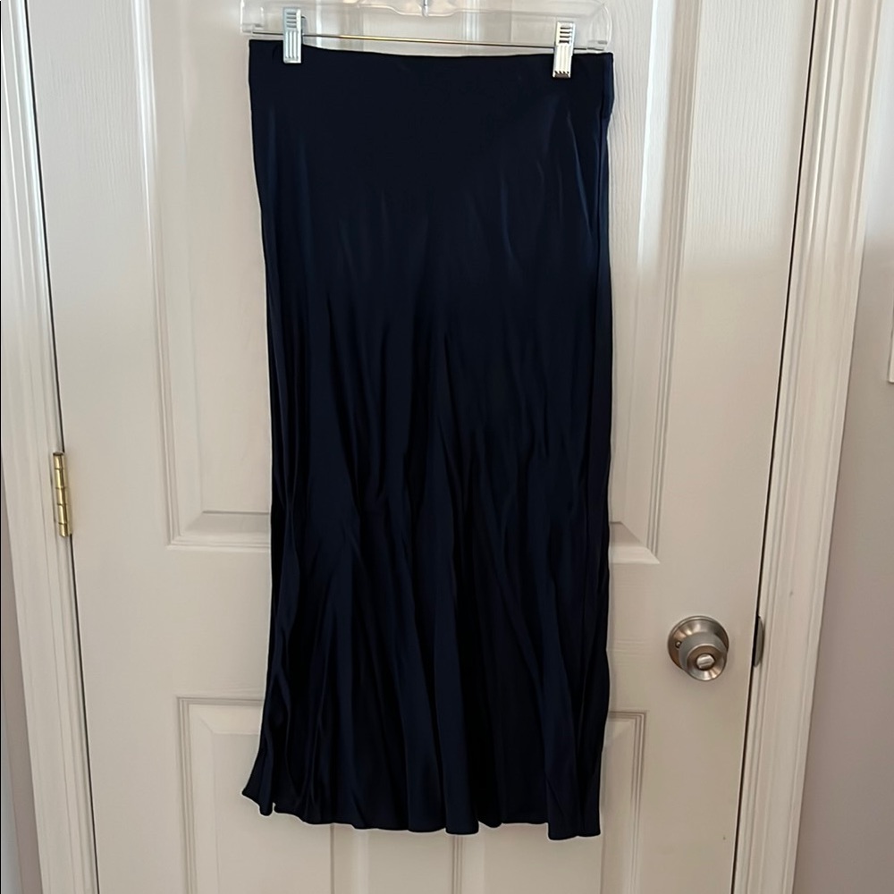 Quince 100% Washable Silk Skirt - Navy Blue